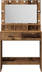 vidaXL - Make-uptafel - met - LED-verlichting - - - Rustiek - Hout - - - 79x41x135 - cm