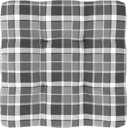 vidaXL - Palletkussen - 80x80x12 - cm - stof - ruitpatroon - grijs