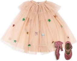 Konges Sløjd Verkleedkledij Glitter Feetje - Cape en schoentjes - Multi Star - Maat 27/28