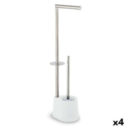 Toiletpapierhouder met borstelstandaard Confortime Staal 66 x 22 cm (4 Stuks)