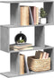 vidaXL - Kamerscherm - / - boekenkast - 3-laags - 70x24x97 - cm - hout - betongrijs