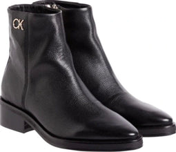 Calvin Klein Tapered Block Heel - Enkellaarzen - Leer - CK Black - Maat 38