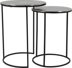Light & Living Bijzettafel Thizas - Nikkel/Zwart - Ø40+Ø35cm - Klassiek