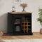 vidaXL - Dressoir - HALDEN - met - schuifdeur - 80x40x80 - cm - massief - hout - zwart