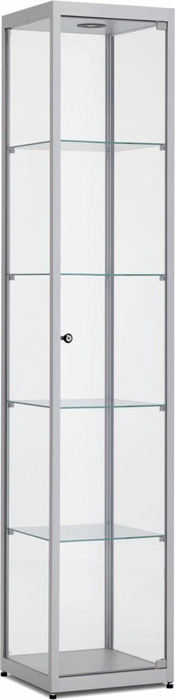 Vitrinekast 200x40x40cm haaks aluminium profiel met topverlichting en zijverlichting