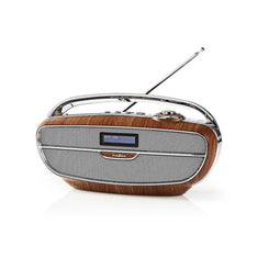 Nedis RDDB5300BN Draagbare Radio DAB+ Bluetooth - Bruin/Zilver