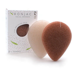 Owl & Bee® Konjac gezichtssponzen - Voor geïrriteerde huid - Met vulkanische scoria en aloe vera - 2 stuks - Vegan gecertifieerd