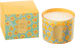 J-Line geurkaars Bloemen - azuur/geel - small - 30U
