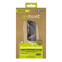 Muvit for Change iPhone 16 - Mobielhoesje en -beschermer - Bescherming tegen krassen - Zwart