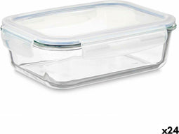 Lunchbox Transparant Siliconen Borosilicaatglas 640 ml 18,3 x 6,2 x 13,7 cm (24 Stuks)