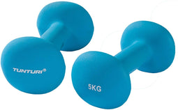 Tunturi Dumbbell set - 2 x 5 kg - Neopreen - Fluor Blauw (2 stuks)