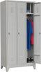 Industriële locker garderobekast 3- delig rood met pootjes en opening voor hangoogsluiting (zonder hangslot geleverd)