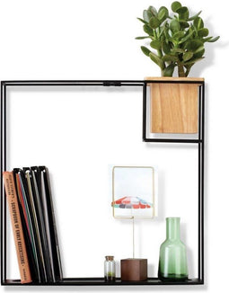 Umbra Wandrek Cubist large - met (planten)bak - zwart natuur