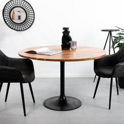 Light & Living Eettafel Biboca - Hout/Zwart - Ø120cm - Modern,Retro,Luxe