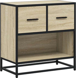 vidaXL - Nachtkastje - 60x31x60 - cm - bewerkt - hout - en - metaal - sonoma - eiken