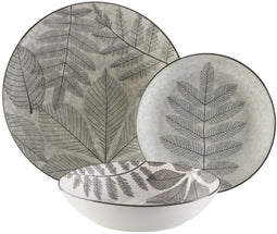 Versa Aylen - Serviesset - 18 Onderdelen - Grijs Porselein (6 dessertborden Ø 19 cm 6 diepe borden Ø 20 cm 6 eetborden Ø 26,5 cm)