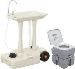 vidaXL - Campingtoilet - en - wasbak - set - draagbaar