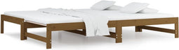 vidaXL - Slaapbank - uitschuifbaar - grenenhout - honingbruin - 2x(90x200) - cm