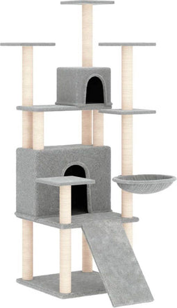 vidaXL - Kattenmeubel - met - sisal - krabpalen - 154 - cm - lichtgrijs