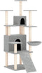 vidaXL - Kattenmeubel - met - sisal - krabpalen - 154 - cm - lichtgrijs