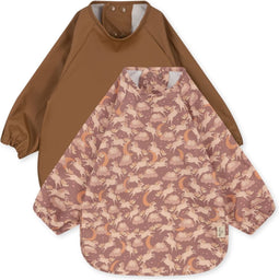 Konges Sløjd - 2 Pack Dinner Bib / Slab - Met mouwen - Unicorn blush / Toasted coconut