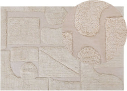 DIYADIN - Laagpolig vloerkleed - Beige - 140 x 200 cm - Katoen