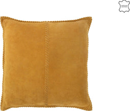 J-Line kussen Midden Lijn - leder - mosterd