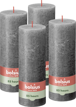 Bolsius - Rustieke Kaars - 4 Stuks - Antraciet - 19cm