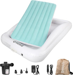 Kinderluchtbed - 2-in-1 kinderreisbed met elektrische pomp en valbeveiliging - 157 x 96 x 30 cm