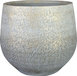 Ter Steege Plantenpot/bloempot - keramiek - metallic zilvergrijs/touch of gold - D23/H25 cm