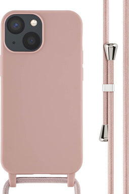 iMoshion Hoesje Geschikt voor iPhone 13 Mini Hoesje Met Koord - iMoshion Siliconen hoesje met koord - roze