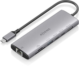 AISENS ASUC-7P032-GR - Laptop dock & poortreplicator - USB 3.2 Gen 1 Type-C - Grijs