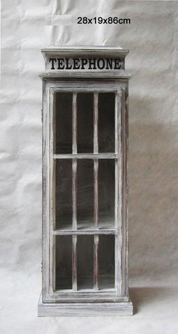 Vitrinekast wandvitrine engelse telefooncel Londen grijs white wash