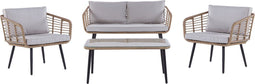Loungeset met tafel 4-zitter CORINTH II Natuurlijk