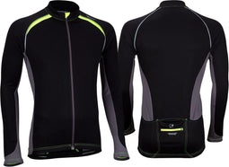 Avento M Wielrenshirt Lange Mouw - Heren - Zwart/Antraciet/Fluorgeel