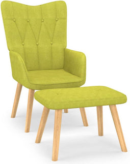 vidaXL Relaxstoel met voetenbank stof groen