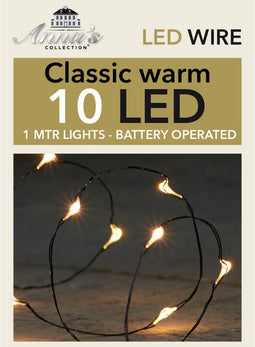 Anna Collection draadverlichting - zwart- 10 leds- warm wit - 100 cm