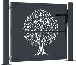 vidaXL - Poort - 105x80 - cm - met - boomontwerp - staal - antracietkleurig