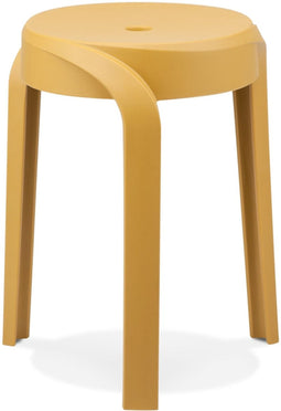 Alterego Pompa - Lage Stapelbare Kruk - Mosterdgeel Plastic - 35x35.5x45cm