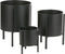 Mica Decorations Jessy - Bloempot op Standaard - Set van 3 - H20 x Ø15 cm H29 x Ø22 cm H35 x Ø27 cm - Zwart (3 stuks)