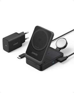 Anker MagGo - 3-in-1 Oplaadstation - 15W Draadloos Snelladen - Zwart