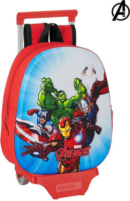 3D-schoolrugzak met Wielen 705 The Avengers Rood