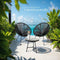 tectake® Bistroset - 2 stoelen en 1 tafel - Retro Egg Chairs Acapulco-stijl - Weerbestendig - Zwart