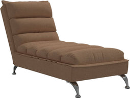 vidaXL - Chaise - longue - met - kussens - stof - bruin