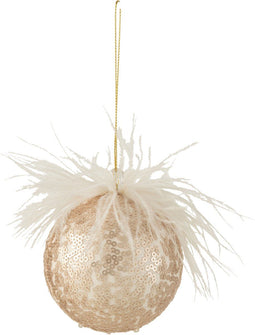 Kerstbal | kunstleer | zalm | 8x8x (h)8 cm