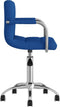 vidaXL - Eetkamerstoel - draaibaar - stof - blauw
