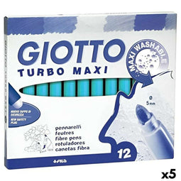 Giotto Turbo Maxi - Set Viltstiften - Wasbaar - Hemelsblauw (5 stuks)