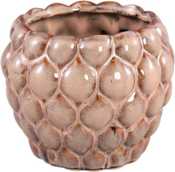 PTMD Louana Brown Ceramic Pot Round Dots Pattern S