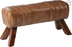 J-Line Gymbank - leder/hout - cognac