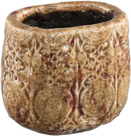 PTMD Sendar Ovale Bloempot - 15 x 10 x 13,5 cm - Keramiek - Bruin